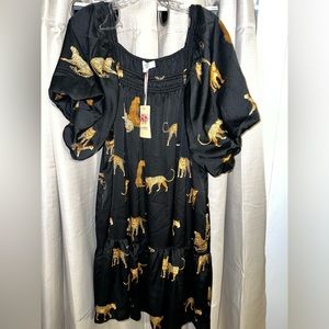 NWT Plus 2X Cheetah Print Black Swing dress!